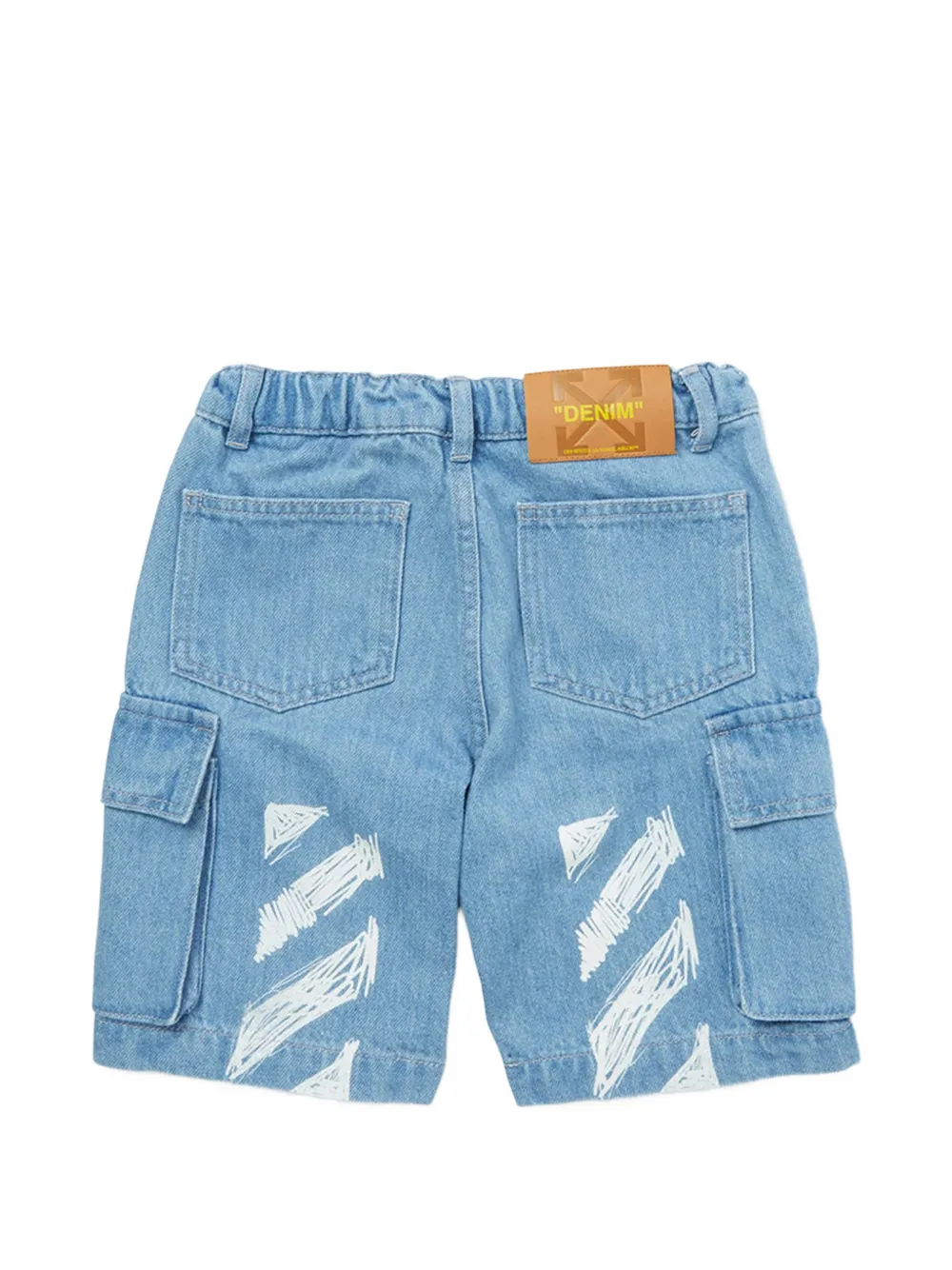 Off-White Kids Cargo shorts met grafische print Blauw