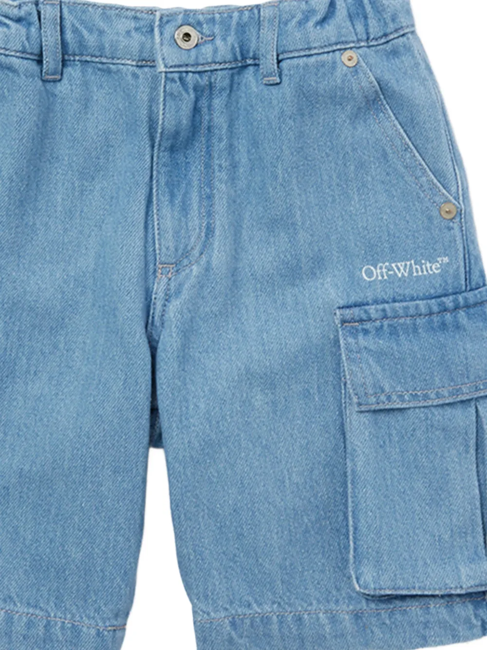 Off-White Kids Cargo shorts met grafische print Blauw