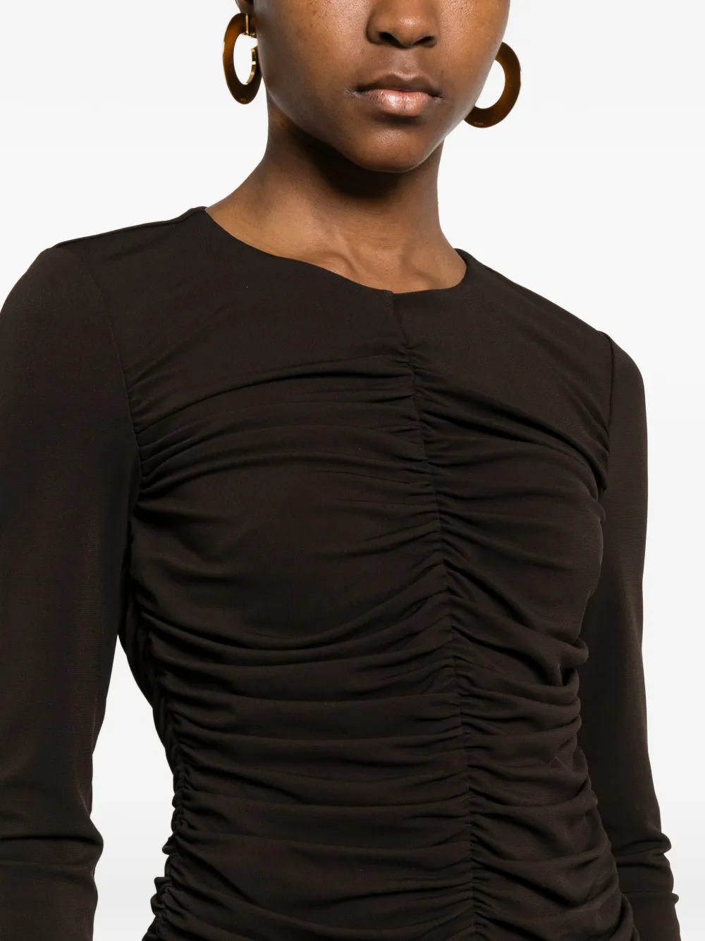 FRAME Blouse met ruches Bruin