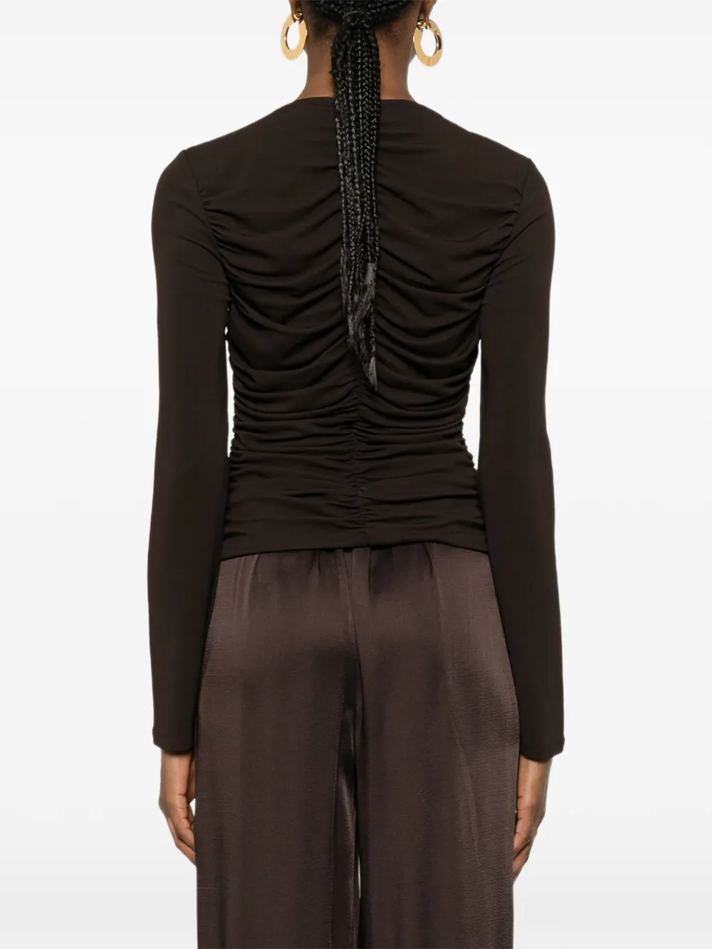 FRAME Blouse met ruches Bruin