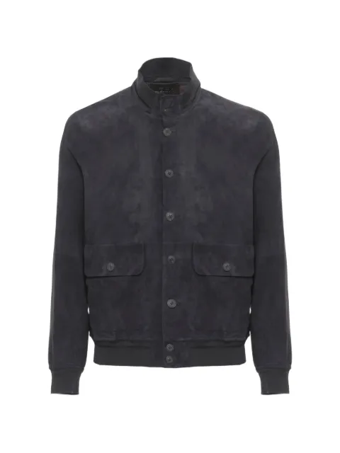 THE JACK LEATHERS button-up suede bomber jacket