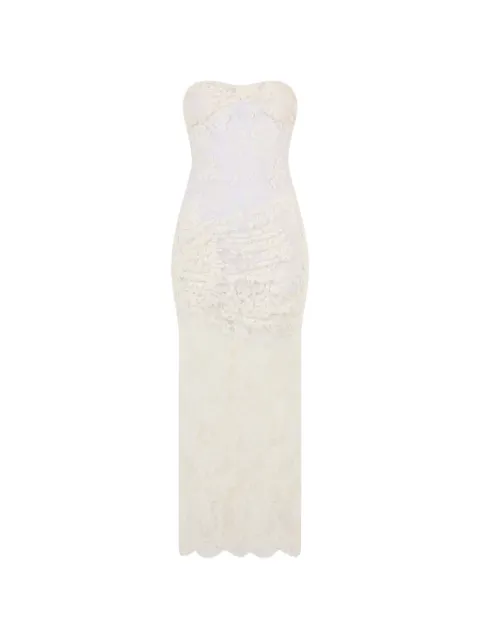 The Mannei lace-overlay ruched mxi dress