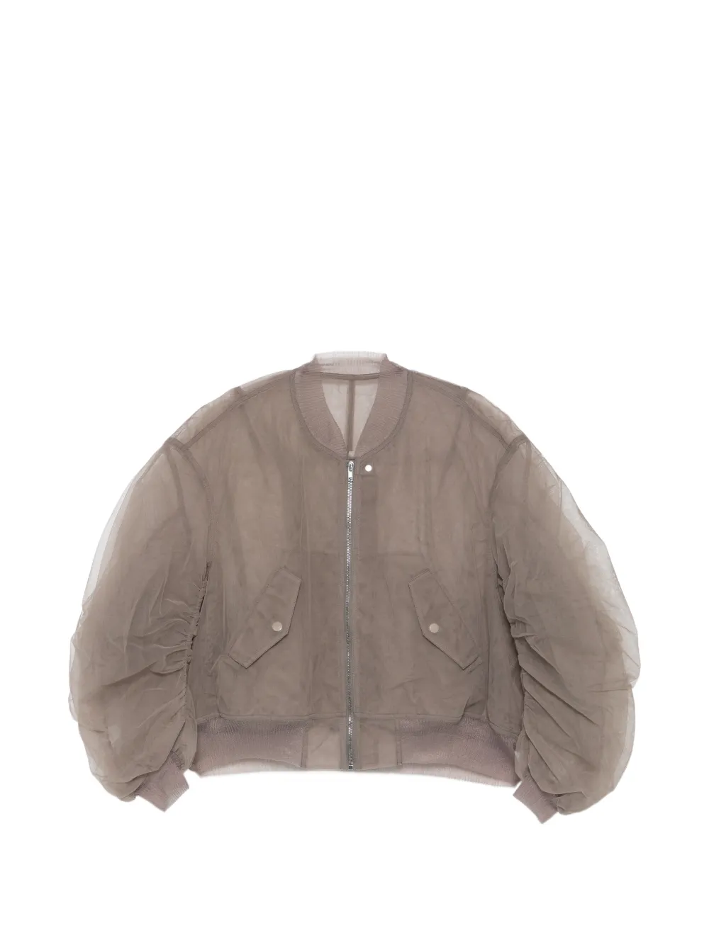 Rick Owens gathered-sleeve bomber jacket - Marrone