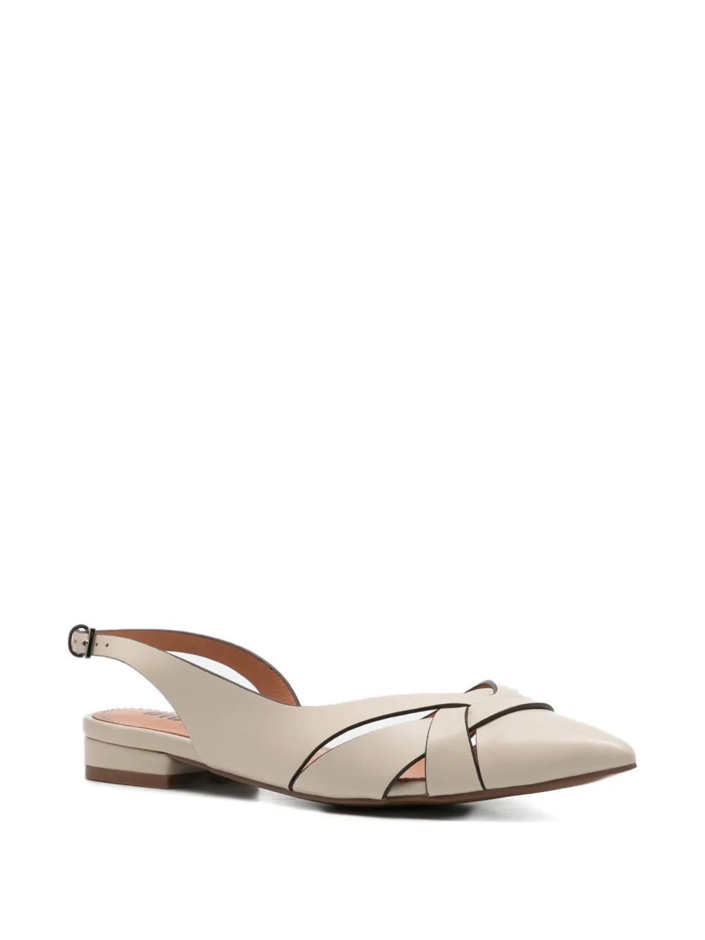 Bibi Lou Nolia criss-cross leather flat pumps Beige