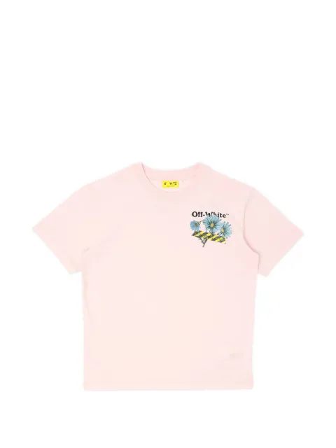 Off-White Kids playera con estampado floral y logo