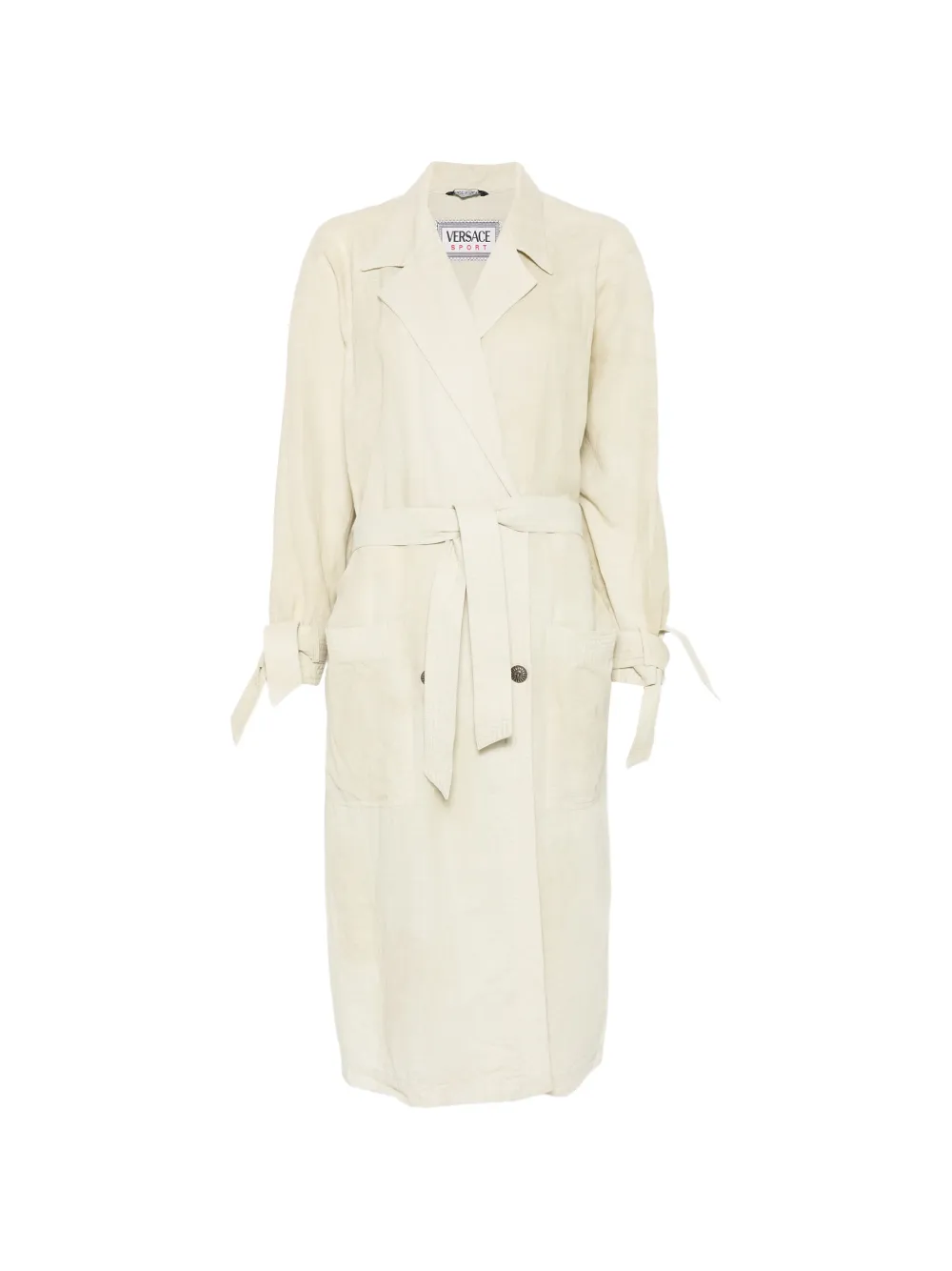 Versace Pre-Owned 1980s belted double-breasted coat - Nude