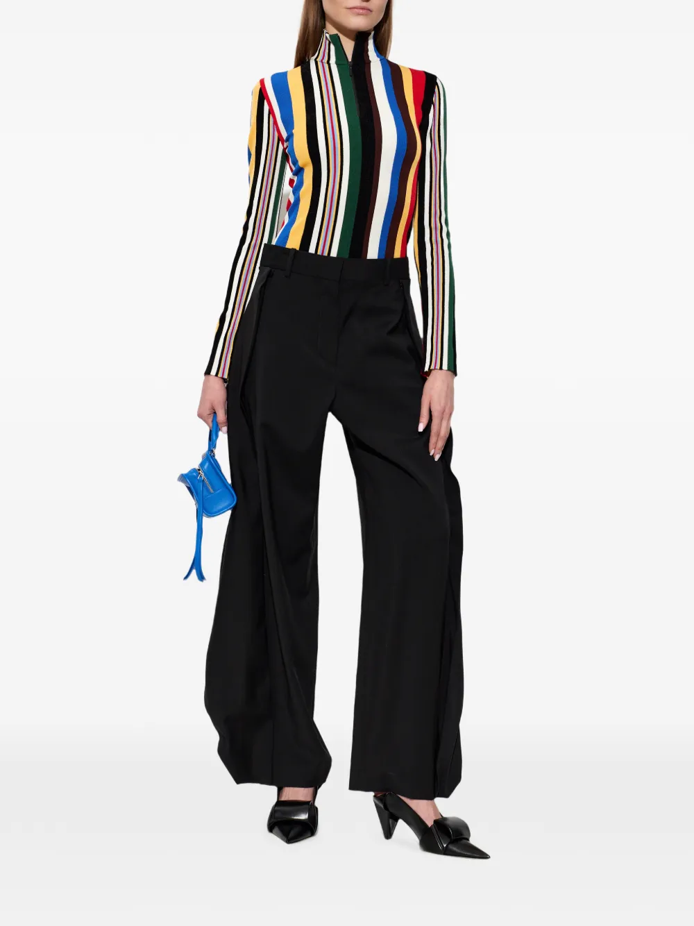 LOEWE Origami pointed-toe leather pumps Zwart