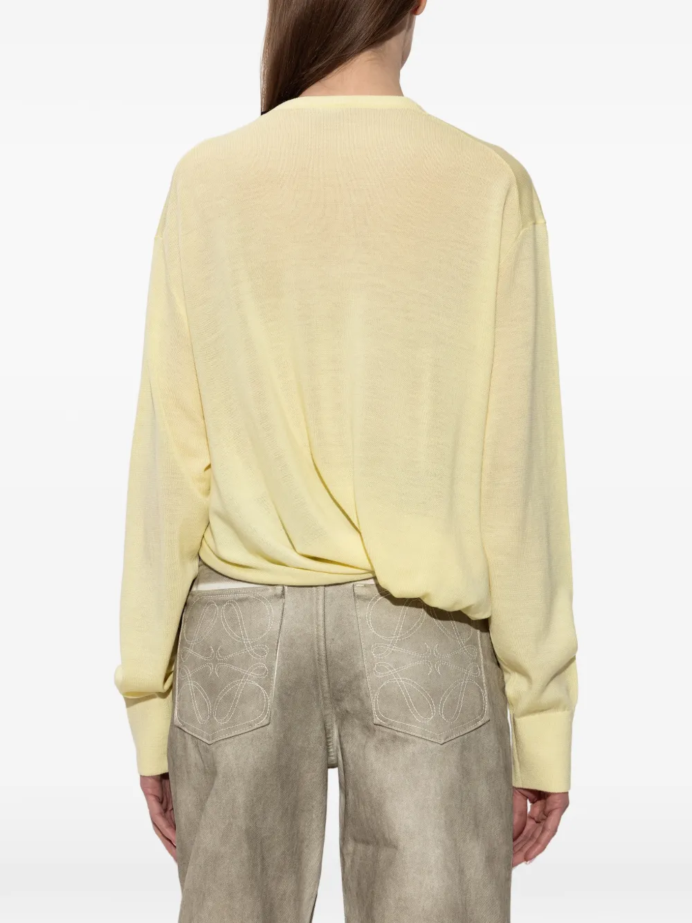 LOEWE Wollen trui met asymmetrisch silhouet en V-hals Geel