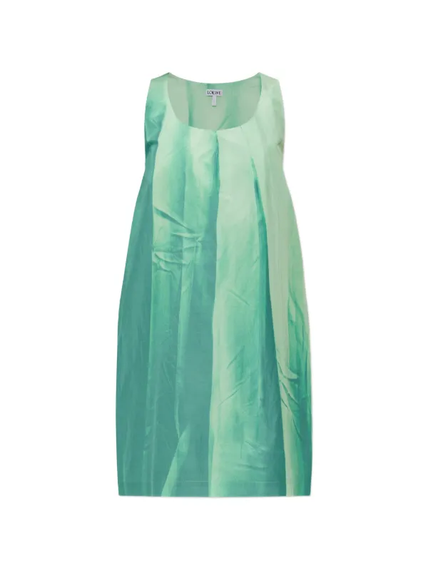 loewe green dress Loewe Crinkle-finish Midi Dress