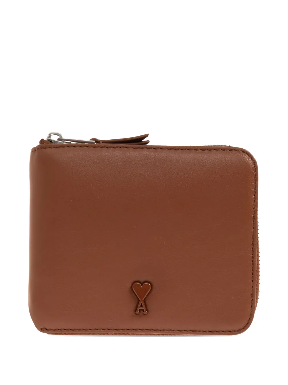 AMI Paris logo-appliqué leather wallet - Marrone