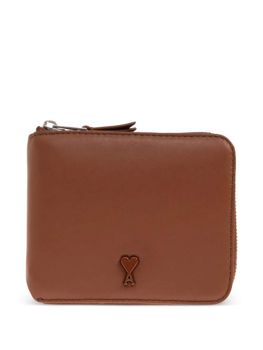 AMI Paris logo-appliqué leather wallet - Marrone