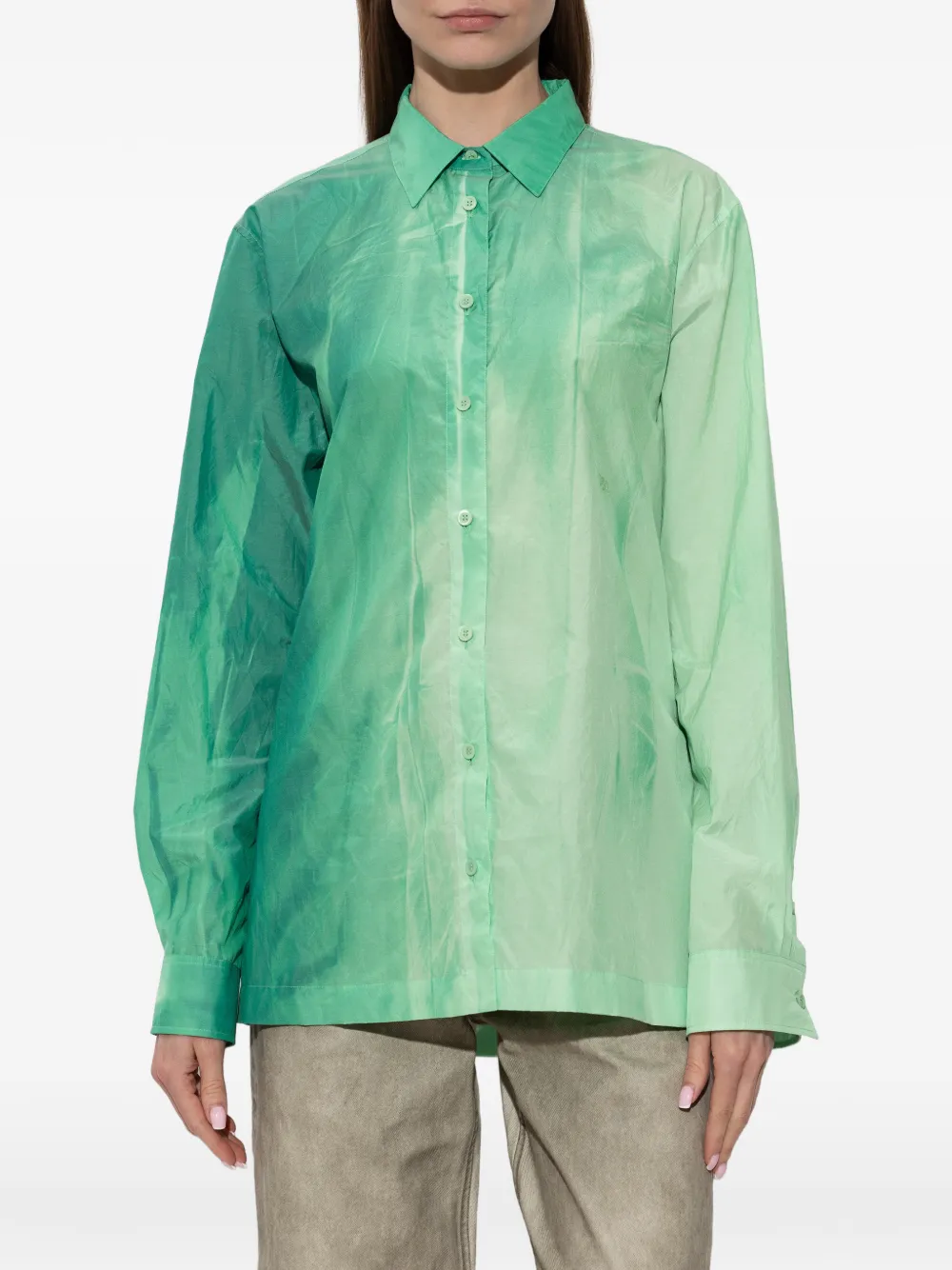  Loewe Camisa De Algodón Con Botones - Verde 