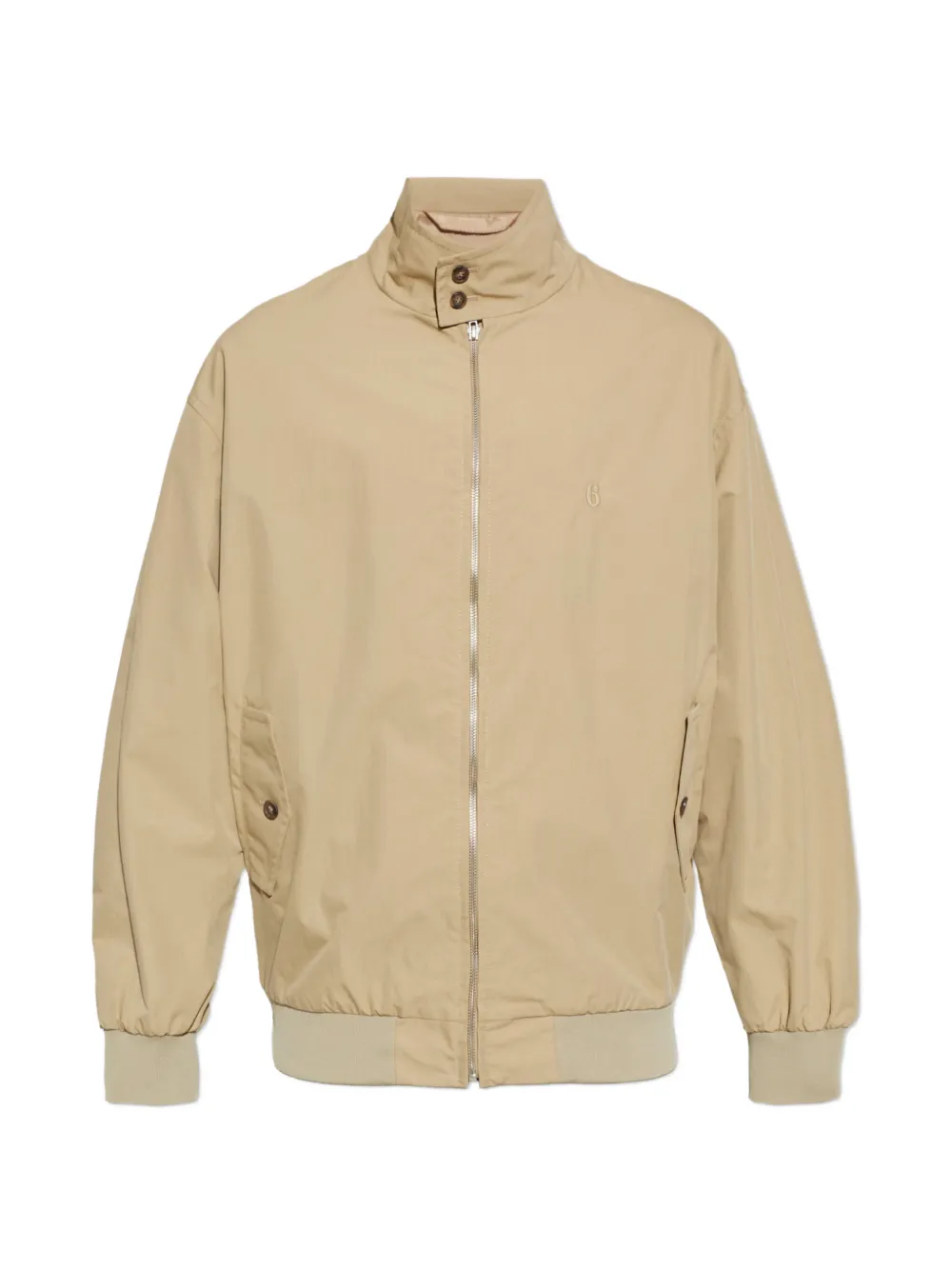 MM6 Maison Margiela embroidered-logo zip-up cotton jacket - Toni neutri