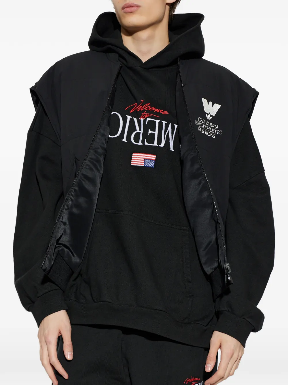 adidas x Willy Chavarria spencer met geborduurd logo Zwart