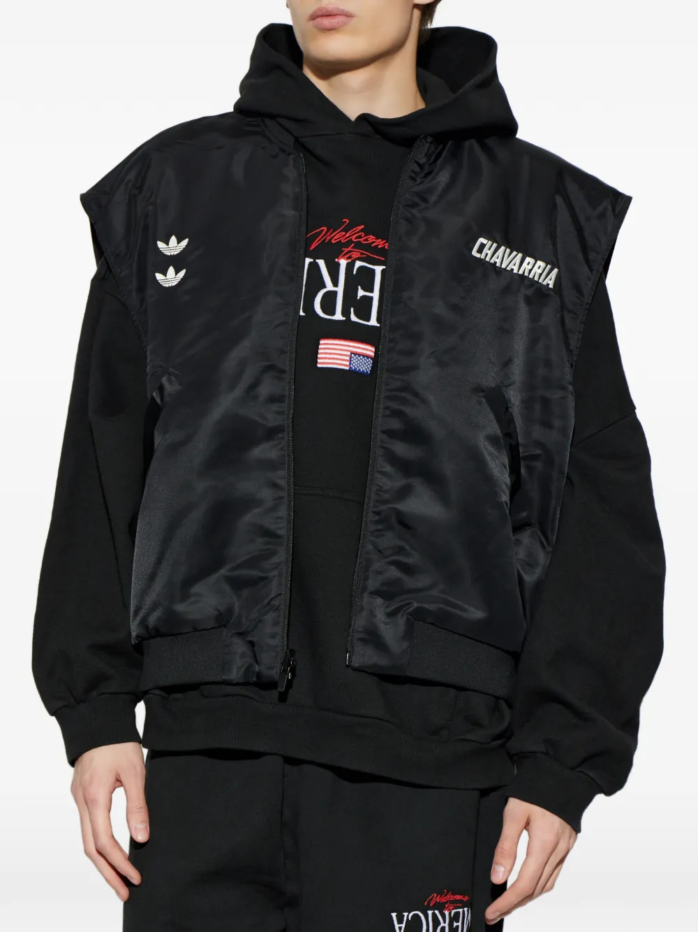 adidas x Willy Chavarria spencer met geborduurd logo Zwart