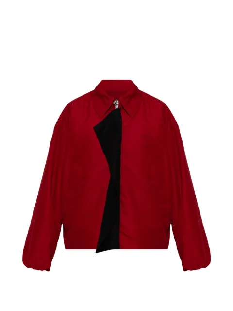 LOEWE draped-detail embroidered-logo zip-up jacket