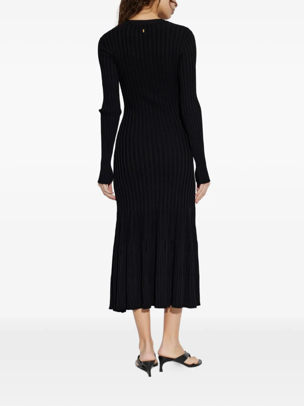 AMI Paris Ribgebreide midi-jurk Zwart