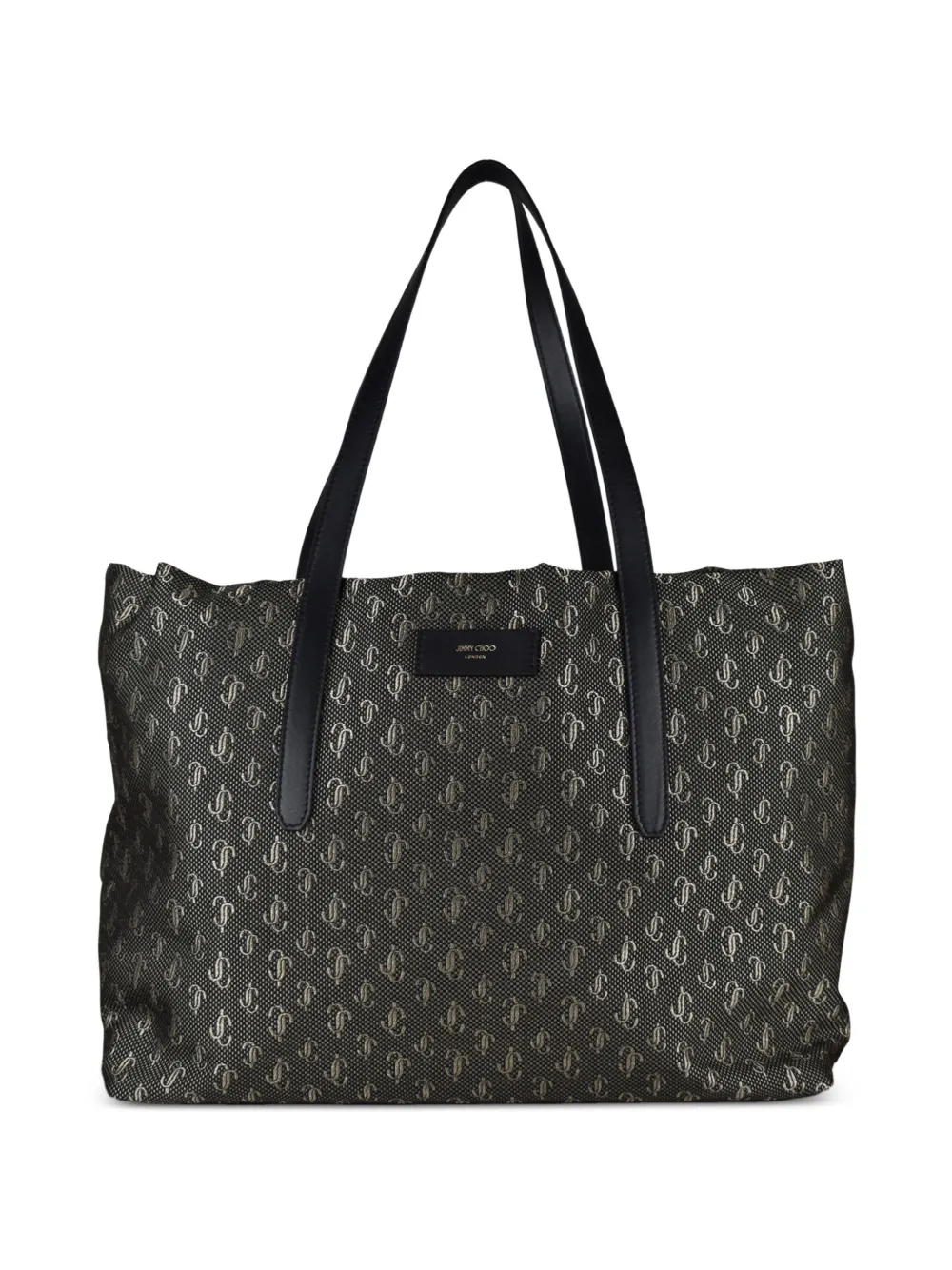 Jimmy Choo logo monogram shoulder bag - Black