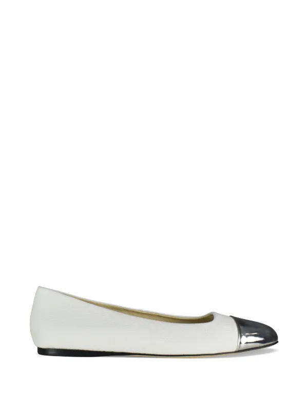 Jimmy Choo Watson Cap-toe Ballet Flats in White