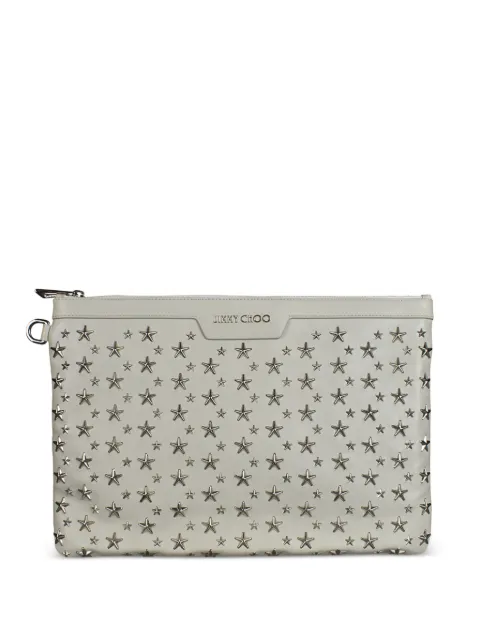 Jimmy Choo embossed stars leather clutch bag