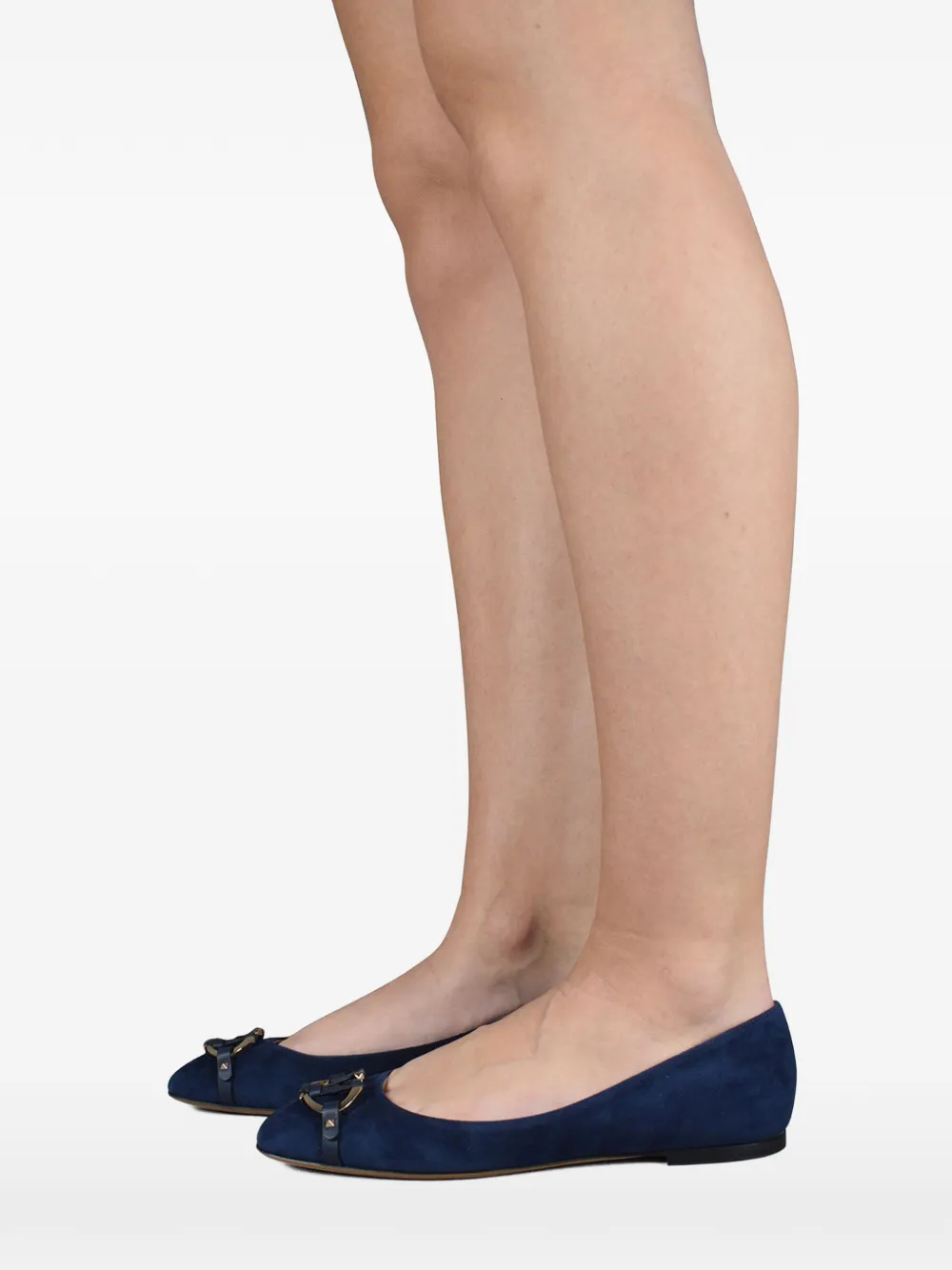 Valentino Garavani Suède ballerina's met logo Blauw