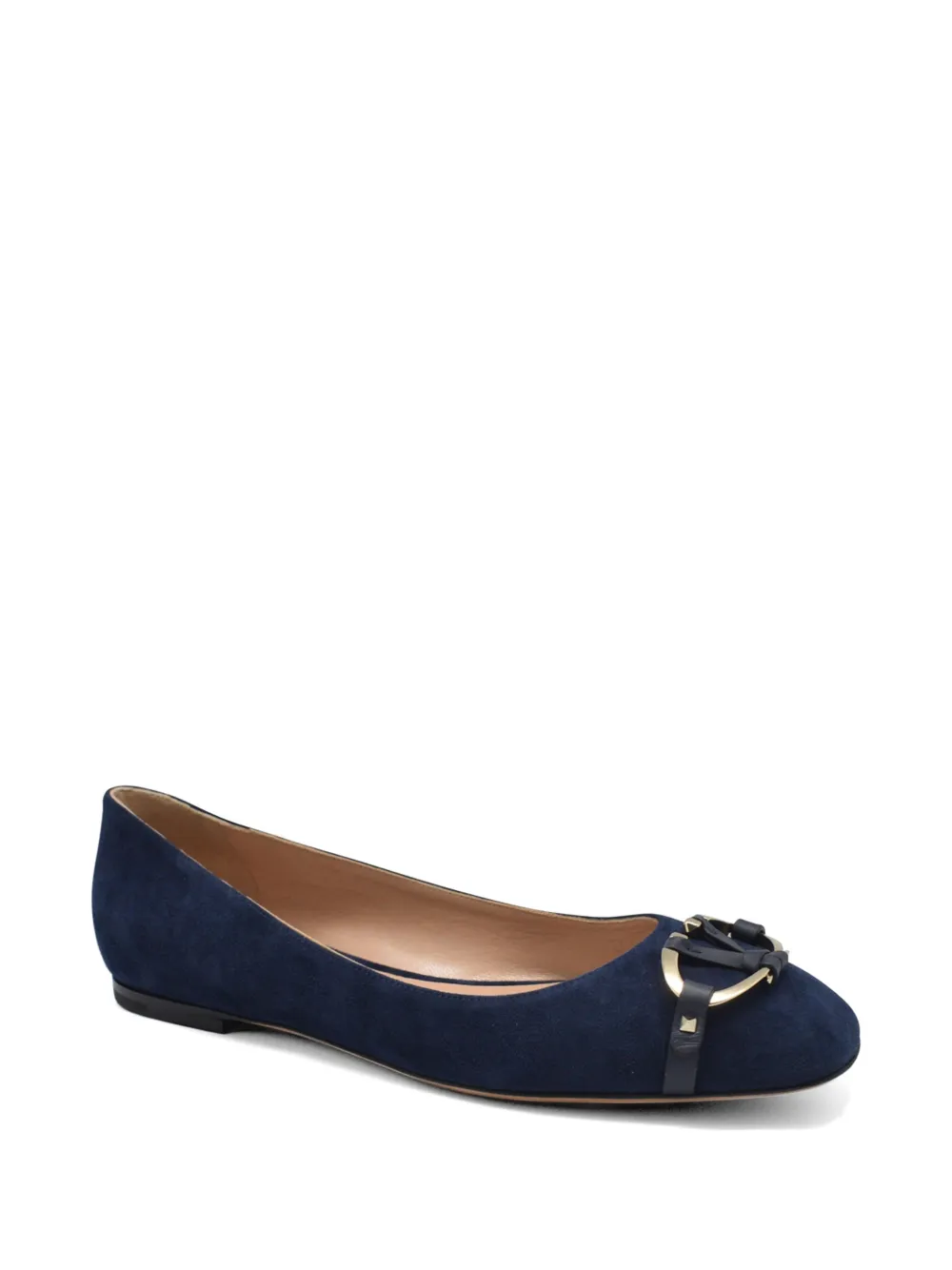 Valentino Garavani Suède ballerina's met logo Blauw