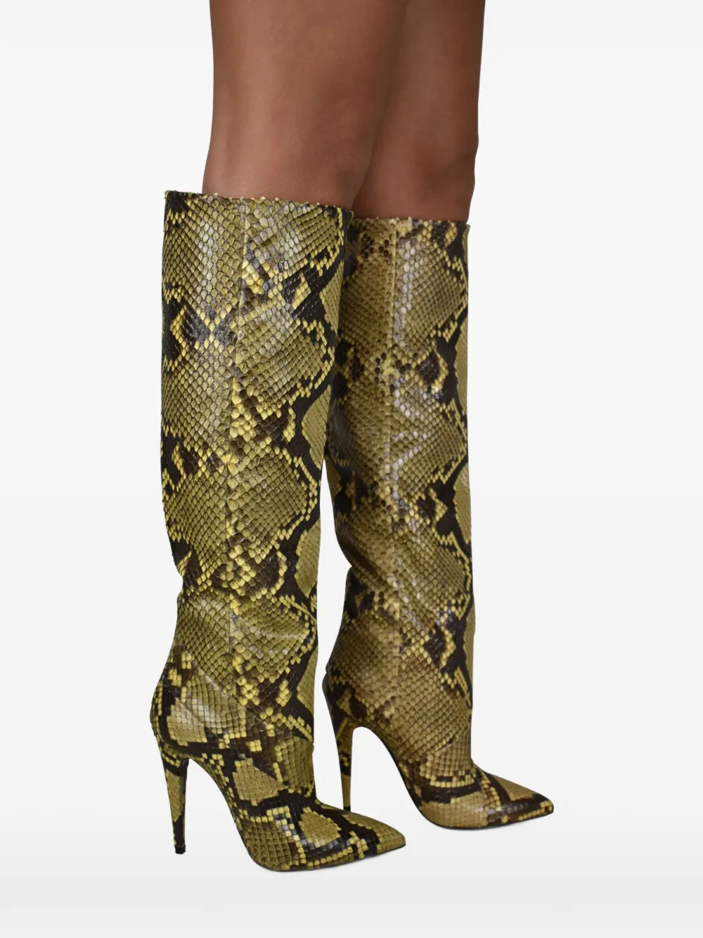 Saint Laurent Abby laarzen met python-print Beige