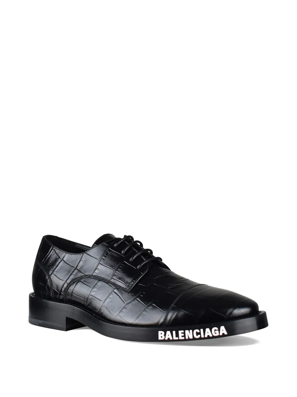 Balenciaga Derby schoenen met krokodillenprint Zwart