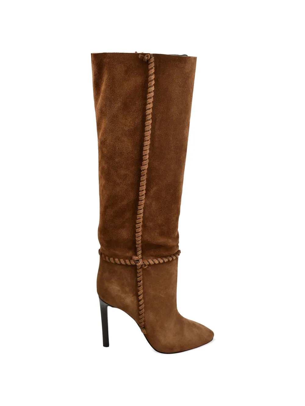 Saint Laurent Mica laarzen met gevlochten afwerking Bruin