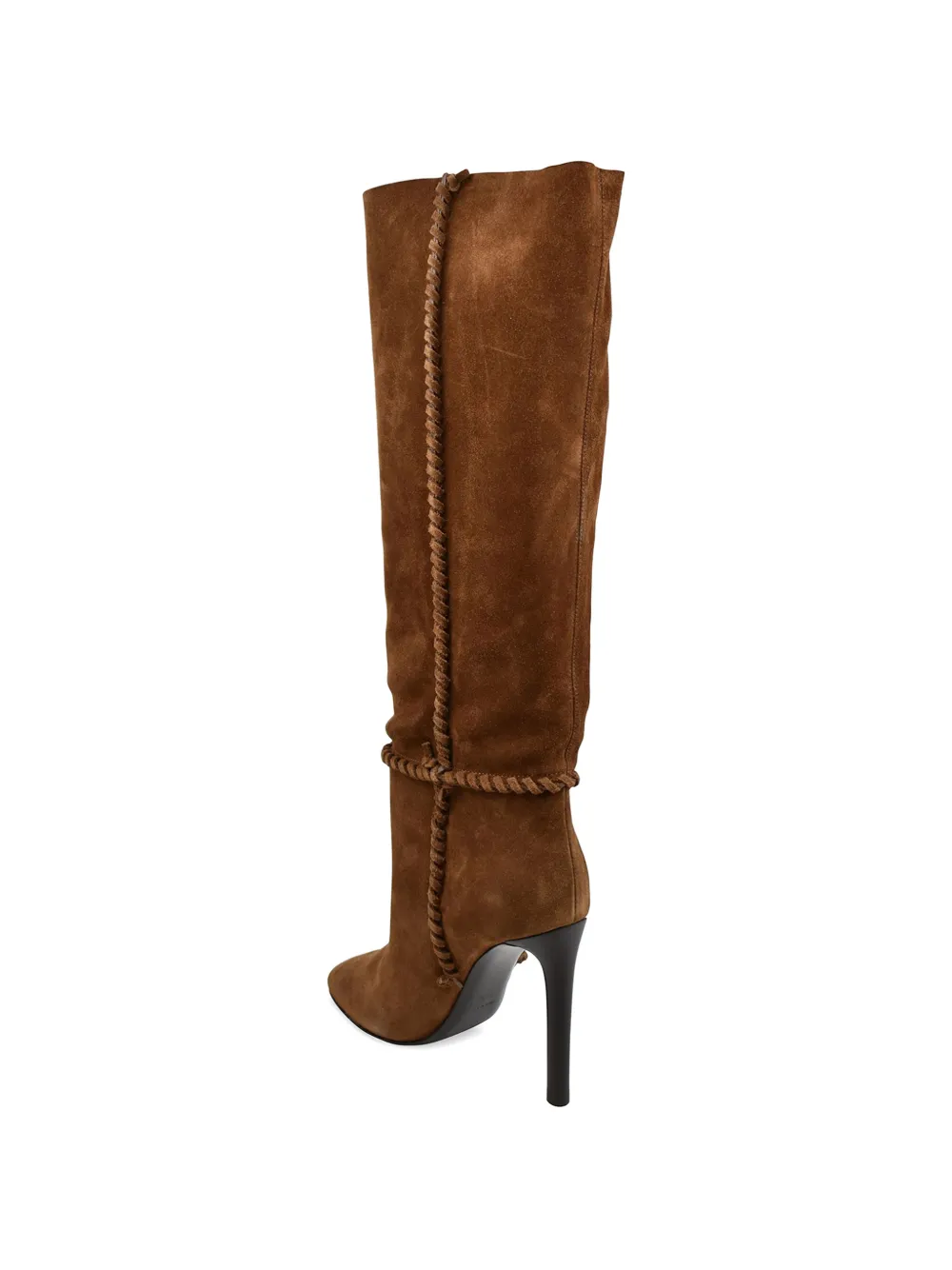Saint Laurent Mica laarzen met gevlochten afwerking Bruin