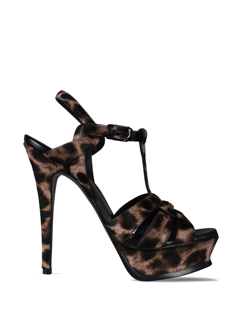 Saint Laurent leopard print sandals - Brown