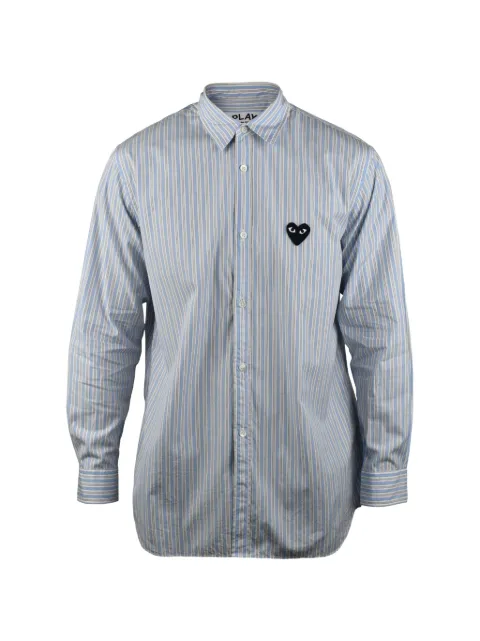 Comme des Garçons Homme striped embroidered-heart shirt