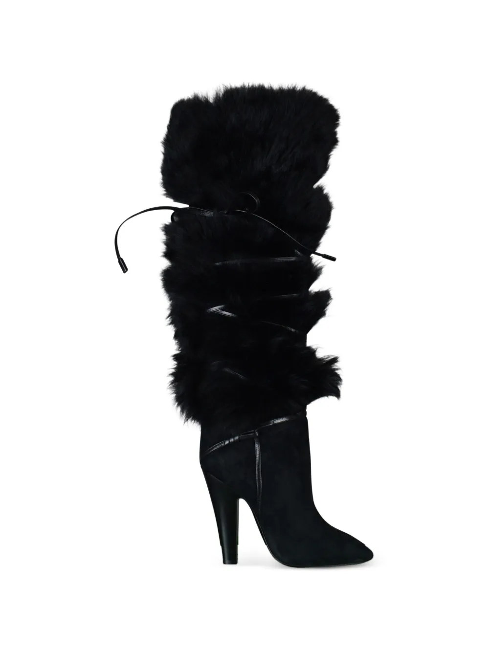 Saint Laurent Jokull fur lace-up boots - Black