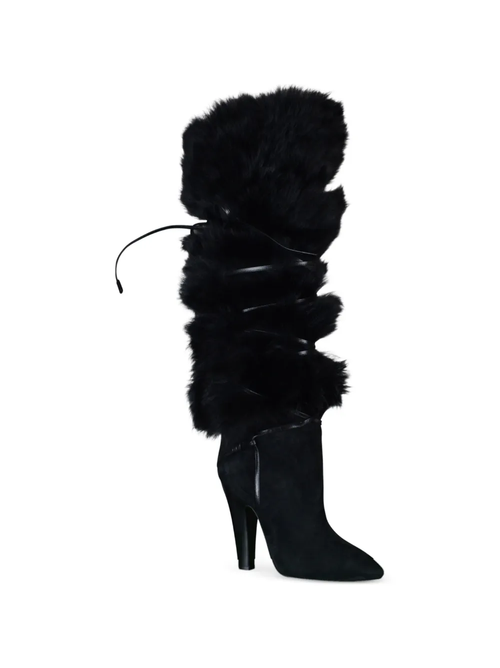 Saint Laurent Jokull veterlaarzen met imitatiebont Zwart