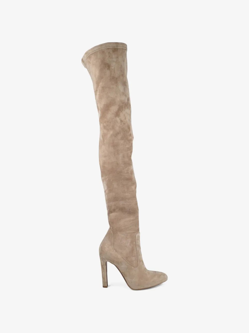 almond toe thigh-high boots