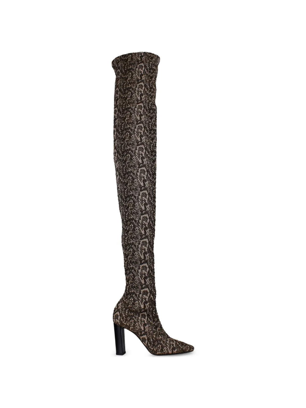 Saint Laurent Moon Python-print Boots In Brown