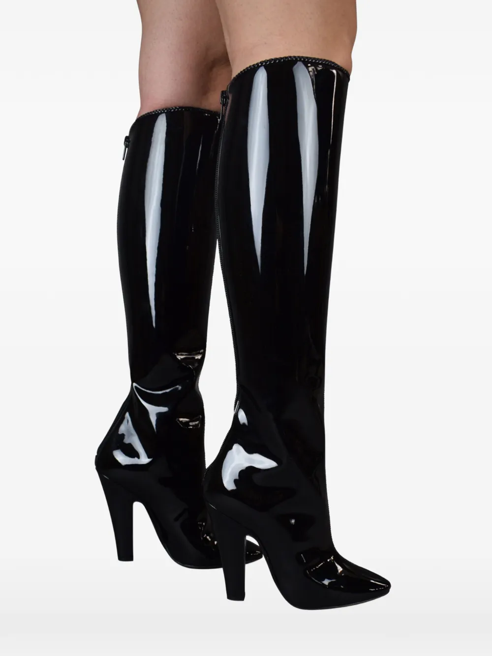 Saint Laurent Leren laarzen met ronde neus Zwart