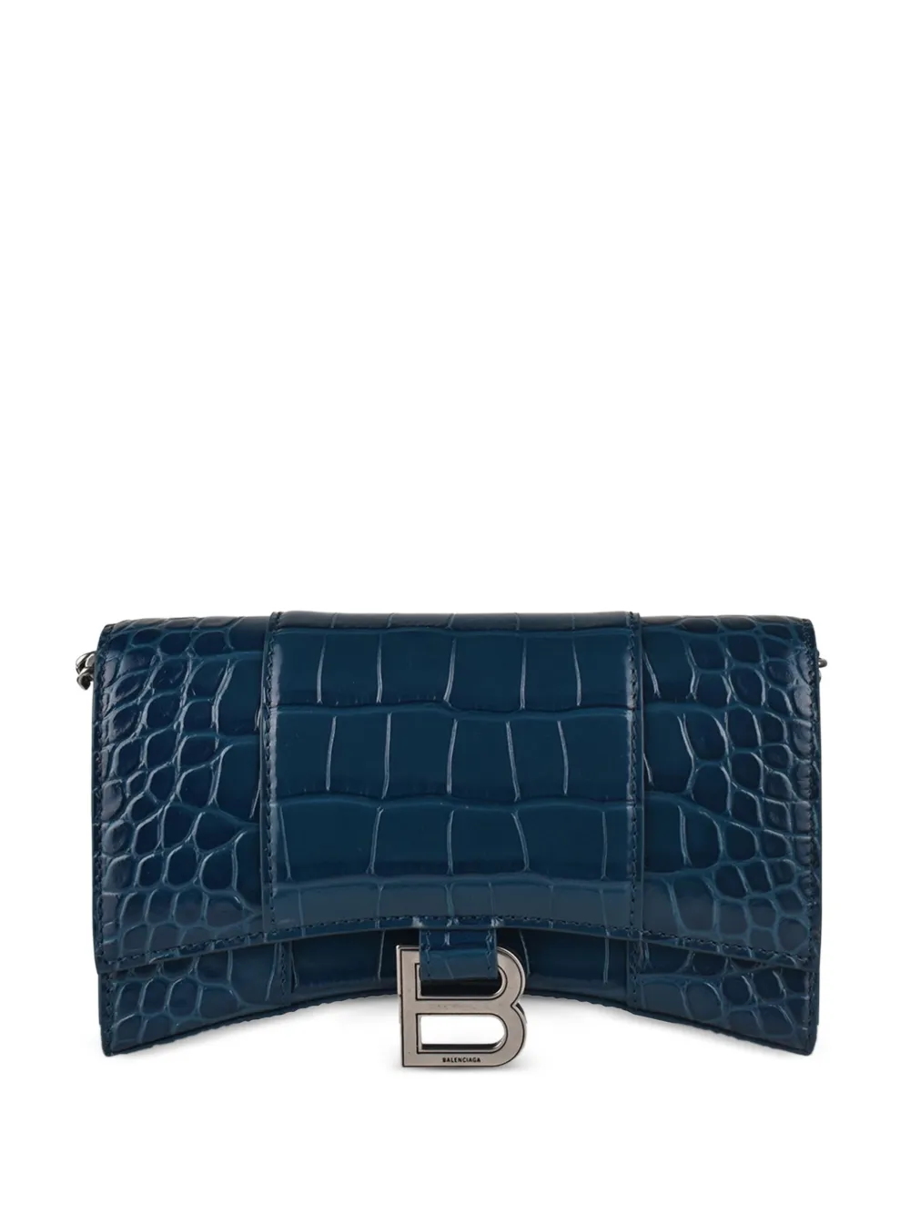Balenciaga Hourglass Portemonnaie mit Krokoprägung - Blau