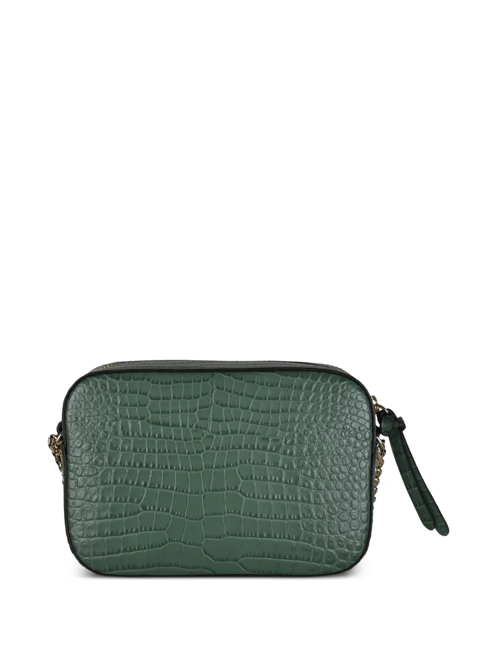 Jimmy Choo Rectangular Green Crocodile Shoulder Bag With Chain In Orange