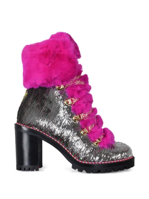 Christian Louboutin glitter fur boots