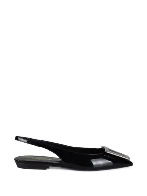 Saint Laurent アーモンドトゥ フラットシューズ | ブラック | FARFETCH JP