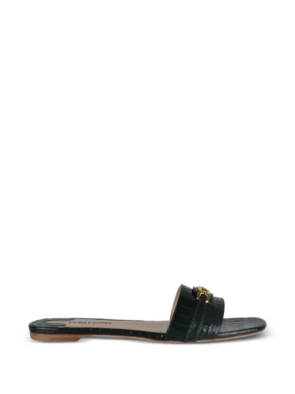 Tom Ford Whitney Crocodile-effect Sandals in Green