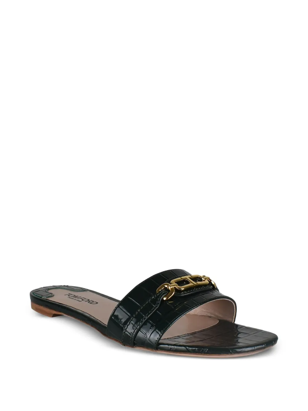 TOM FORD Whitney crocodile-effect sandals Groen