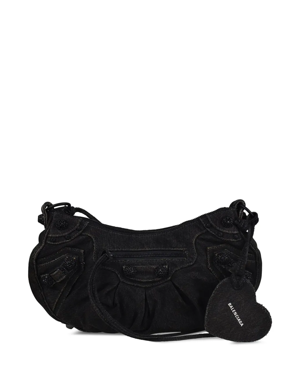Balenciaga Borsa a spalla Cagole con strass - Nero