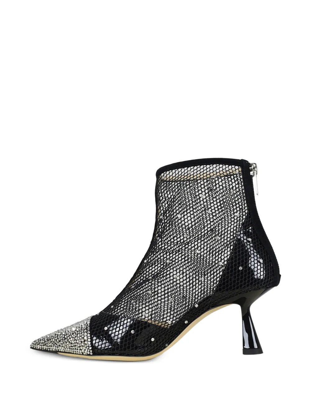Jimmy Choo 80 mm mesh laarzen verfraaid met kristallen Wit