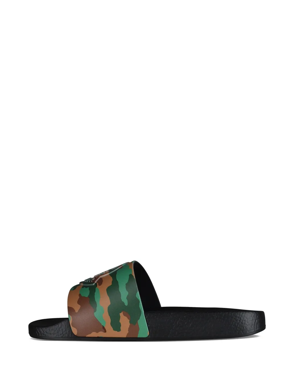 Moncler Basile slippers met camouflageprint en logo reliëf Groen
