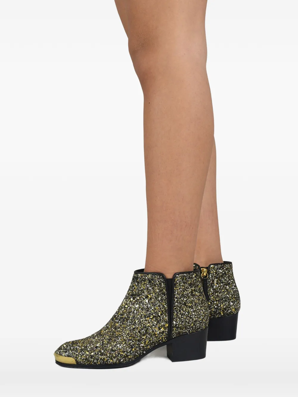Giuseppe Zanotti Leren laarzen met glitter Zwart