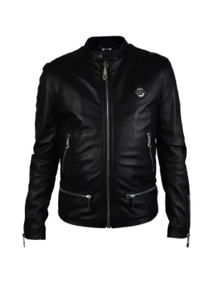 Philipp Plein レザー ライダースジャケット | ブラック | FARFETCH JP