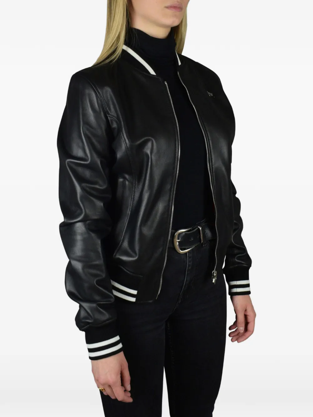 Philipp Plein Bomberjack met logodetail Zwart