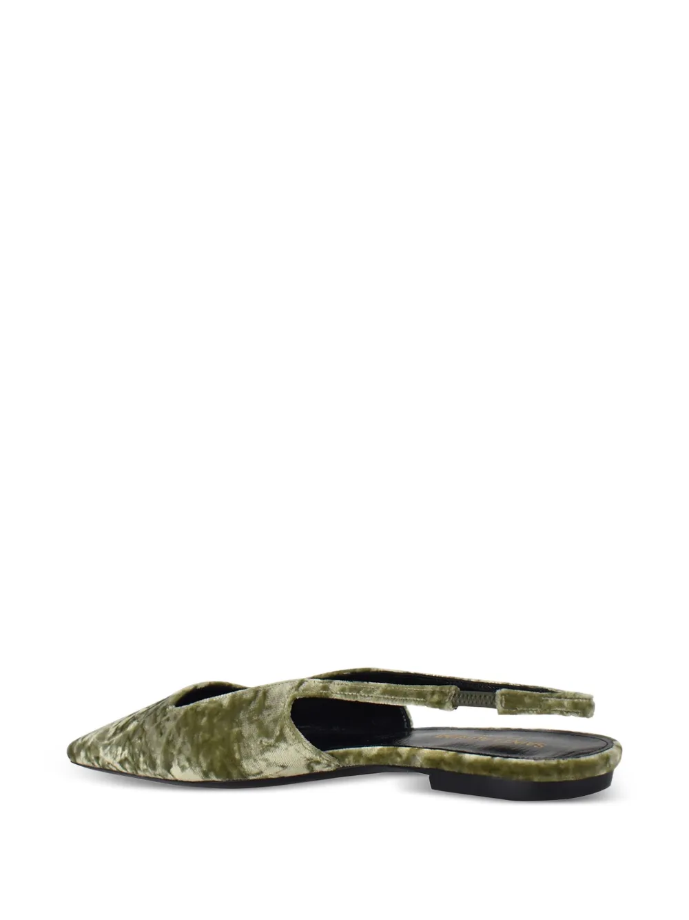 Saint Laurent Square-toe Velvet Ballet Flats In Green